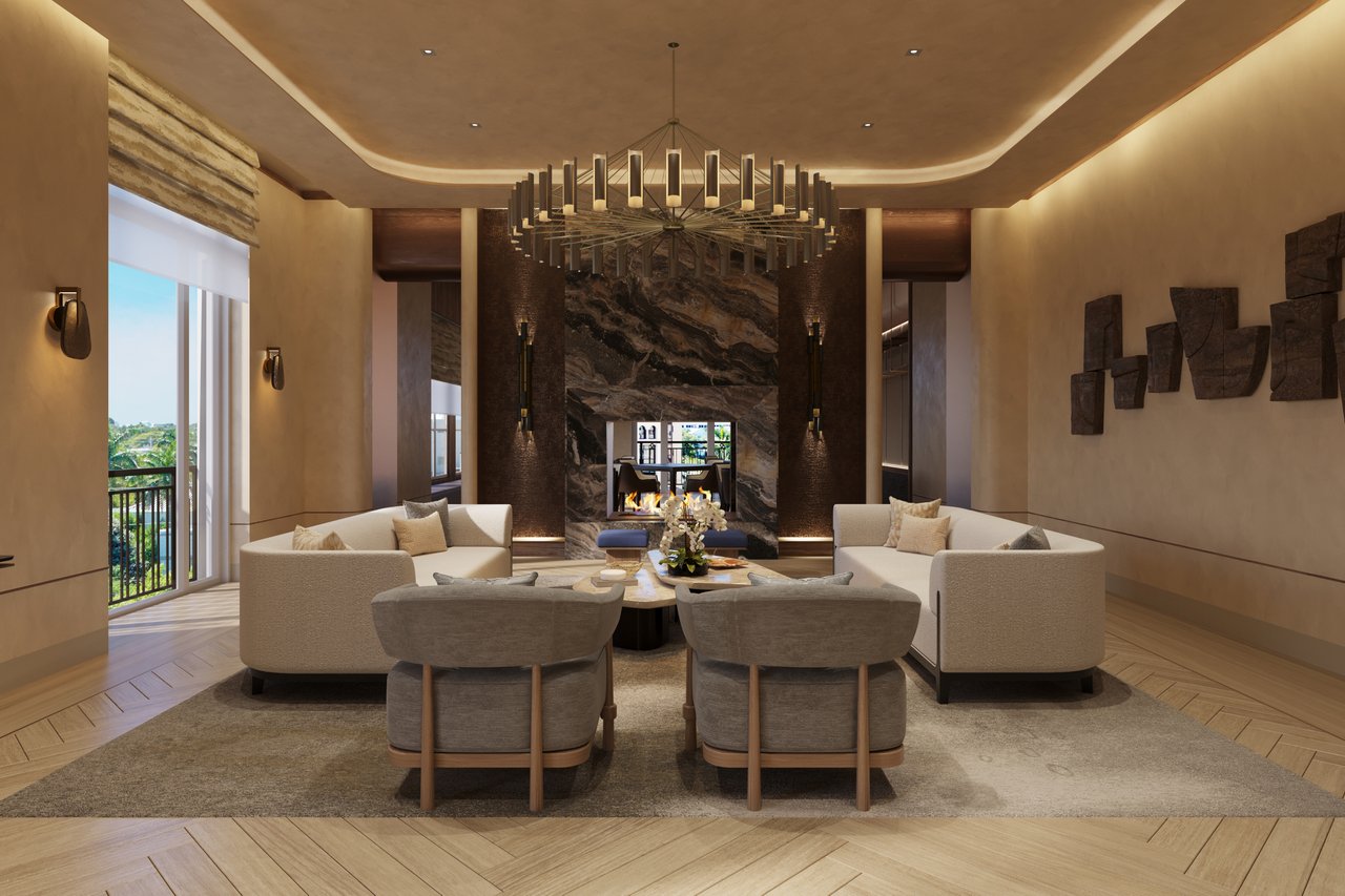South Flagler House library and card room rendering in West Palm Beach.