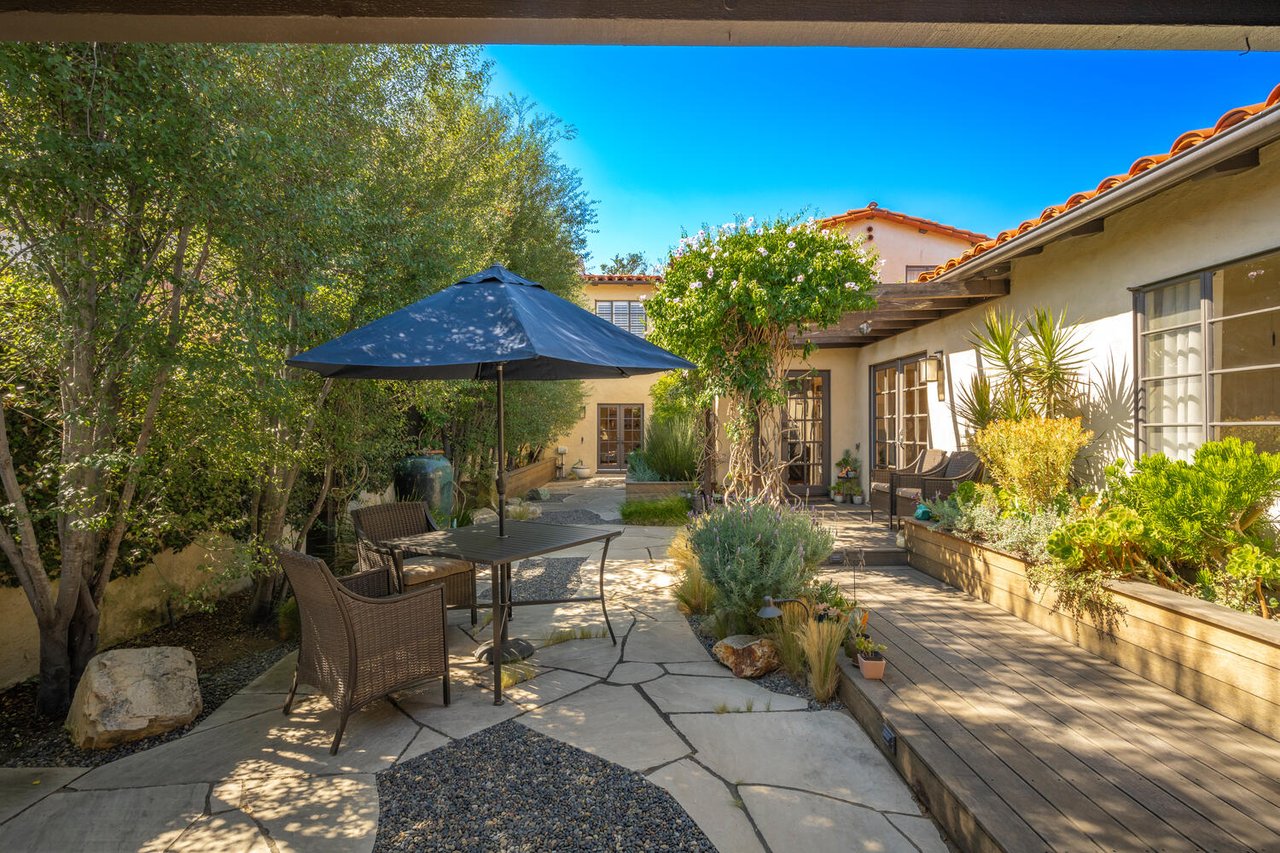 Backyard retreat in Alamitos Heights Long Beach with patio seating, landscaping, and private outdoor living space