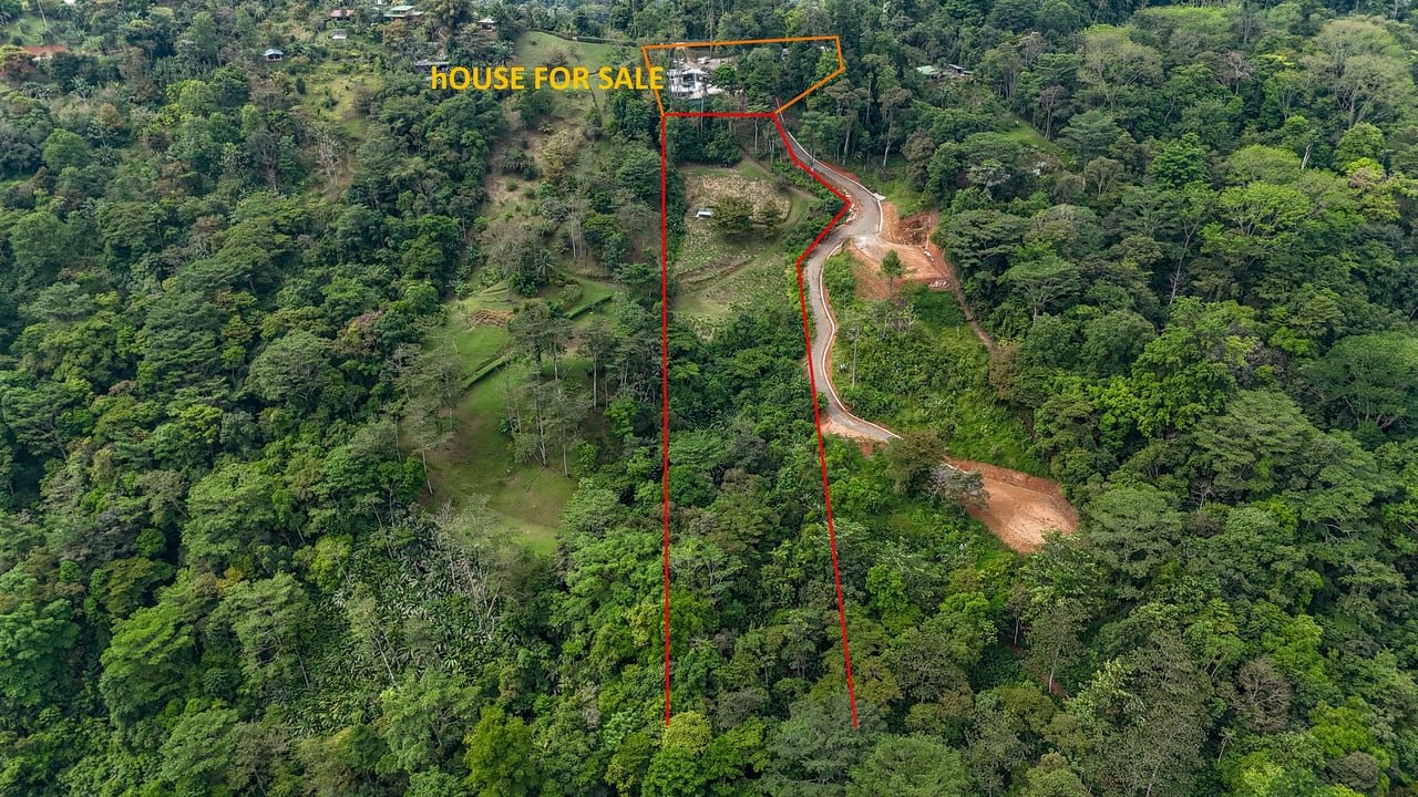 Jungle, Mountain & Valley View Lot with Two Large Plantels, Bordering a Crystal Mountain River with Swimholes & a Waterfall