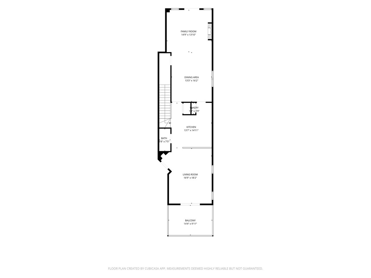 Floor plan of the main living level with room dimensions, 4319 N Richmond St #1N