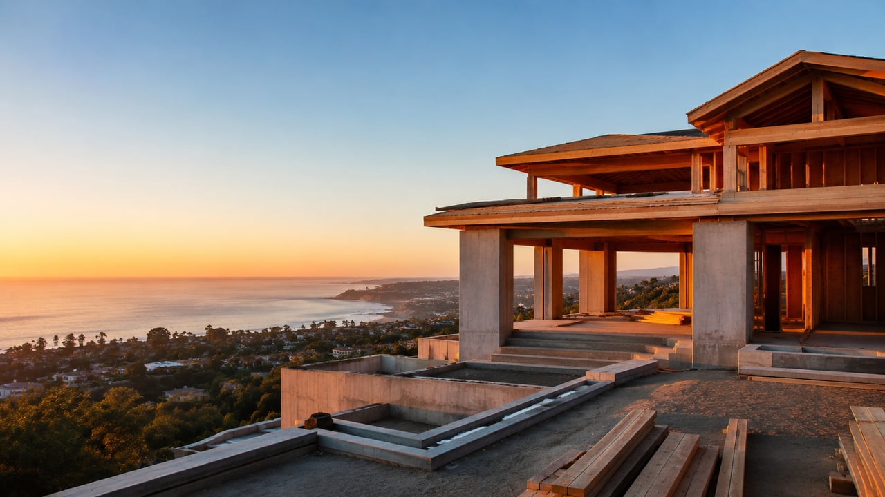 luxury home under construction in Newport Beach