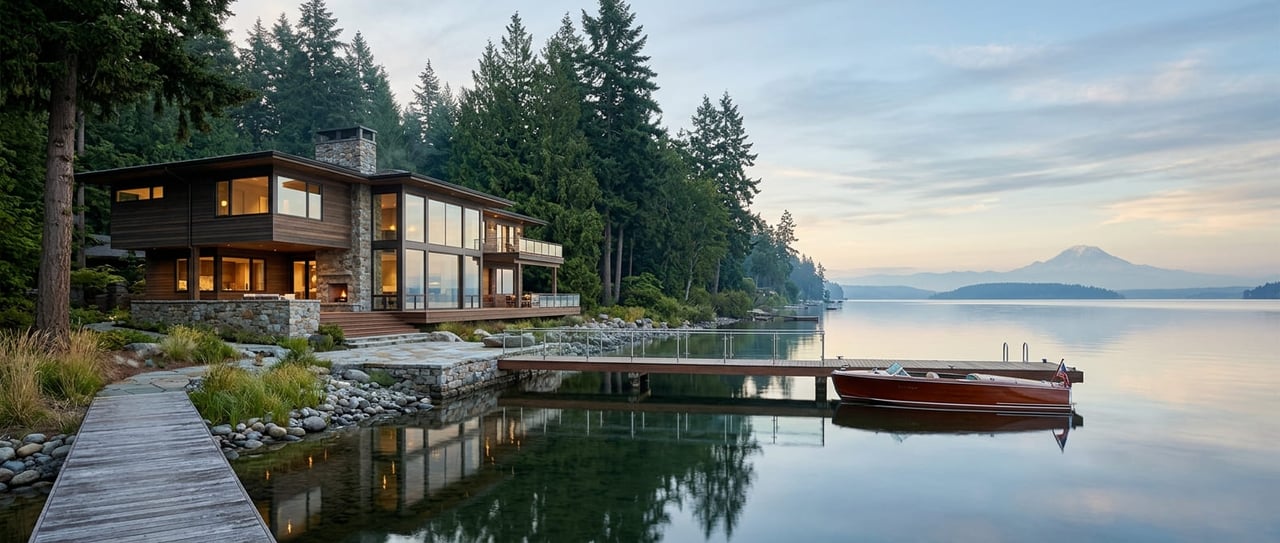 Waterfront home with a private dock in Washington State