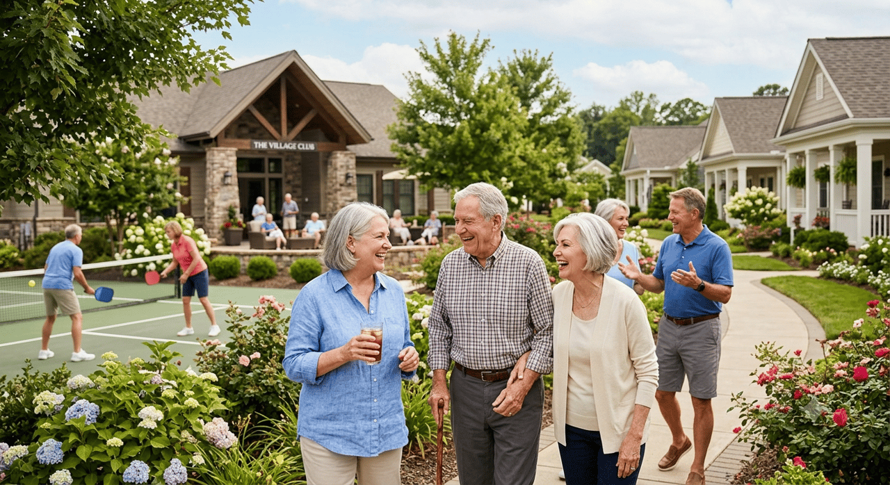 Seniors Enjoying Life, Pickleball, Homes Community