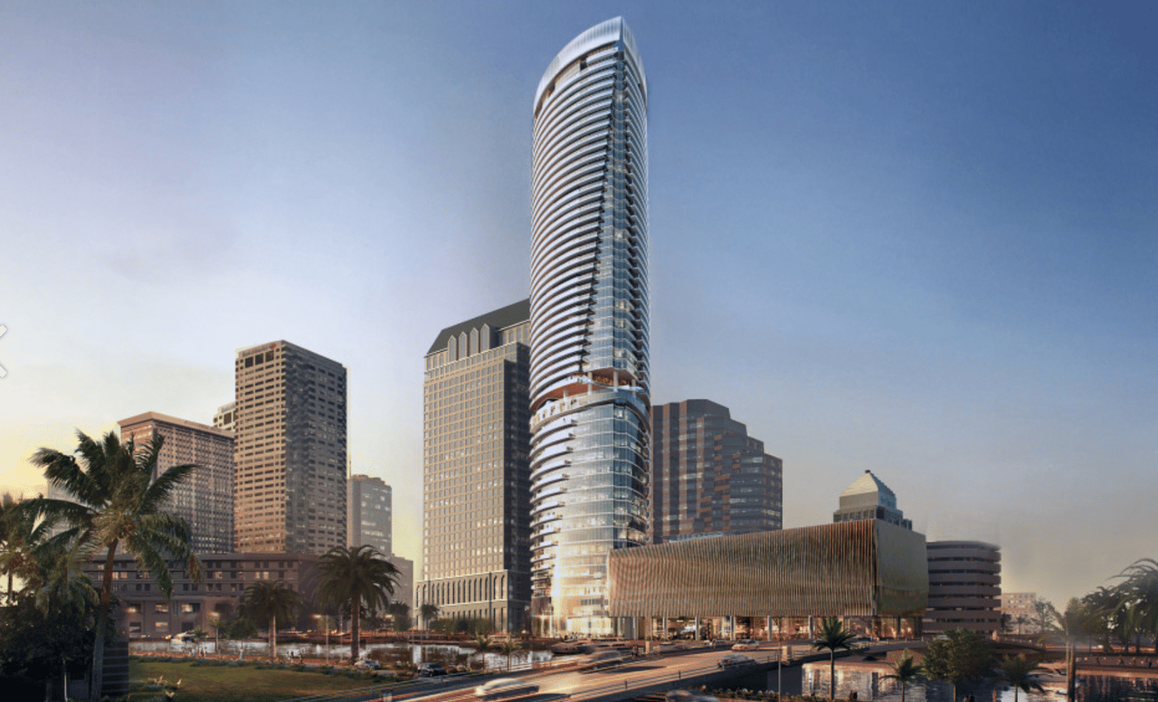 Rendering of Riverwalk Place, the proposed skyscraper that was once planned as Tampa’s tallest tower