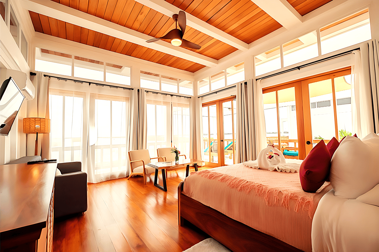 Nature-inspired luxury studio villa with  spacious over-the-water balcony