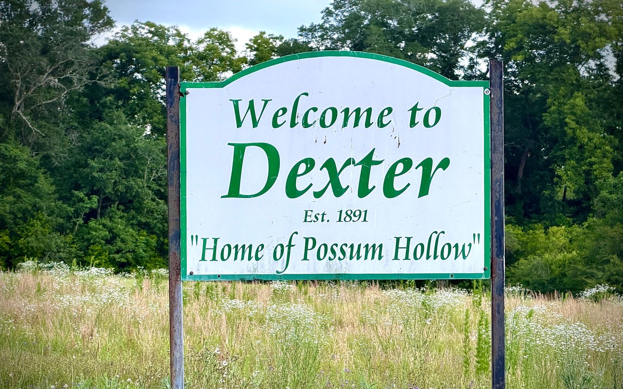 Welcome to Dexter Georgia Home of Possum Hollow sign