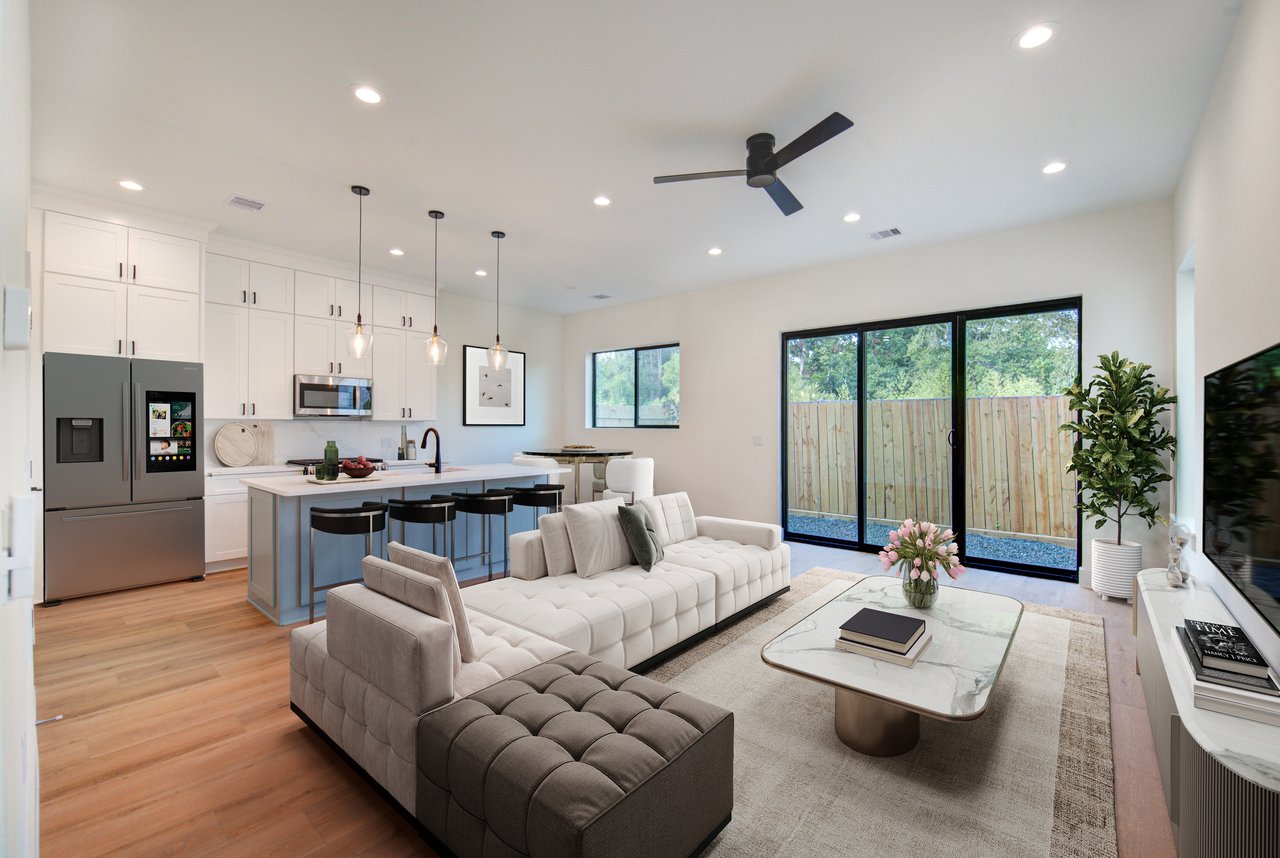 main living space of Ocean Estates Houston home