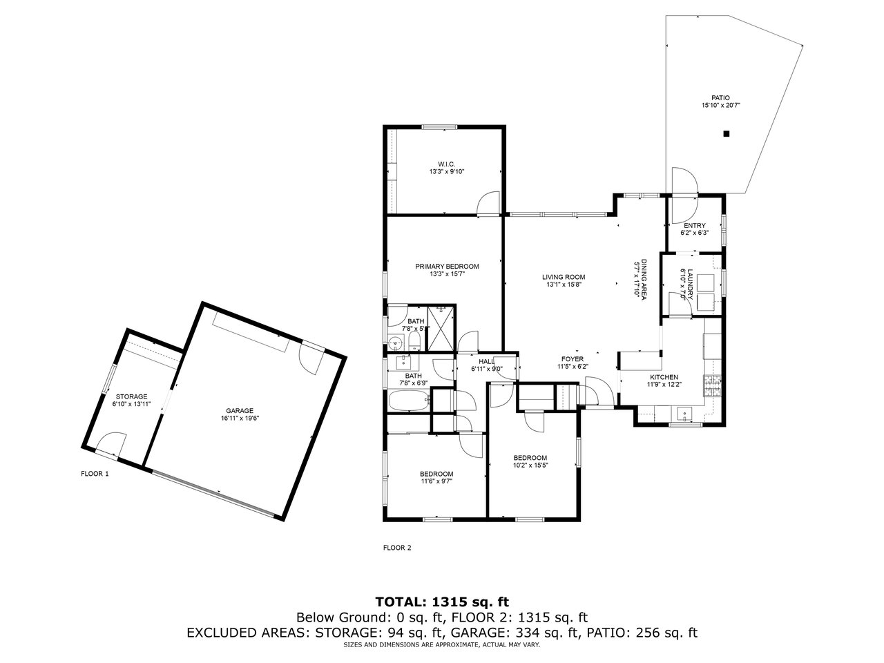 Complete floor plan of 17049 Baltar Street showing layout of home, garage, and patio with measurements