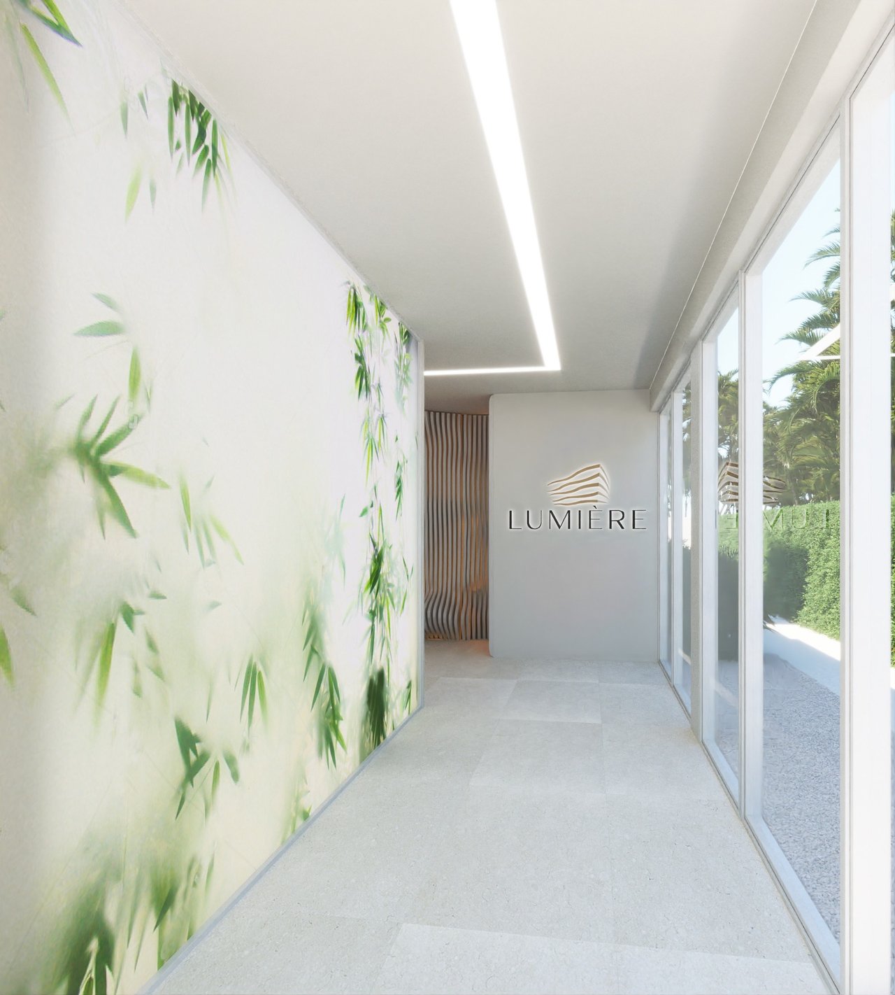 Rendering of interior corridor at Lumière on Hendricks Isle in Fort Lauderdale.