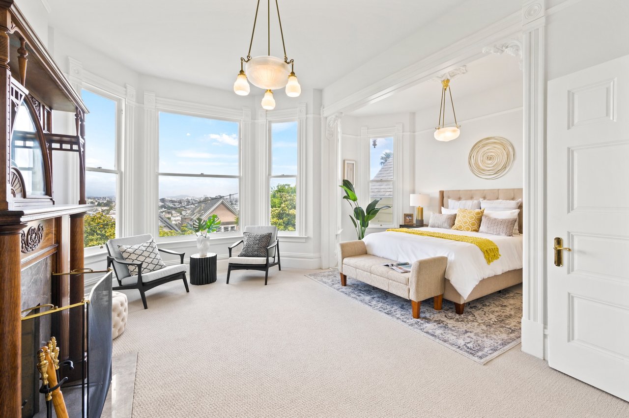 Beautiful bedroom with views in a Victorian home in Eureka Valley California