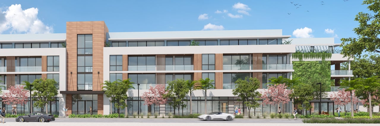 Ónix Delray Beach street elevation rendering along SE 5th Avenue.