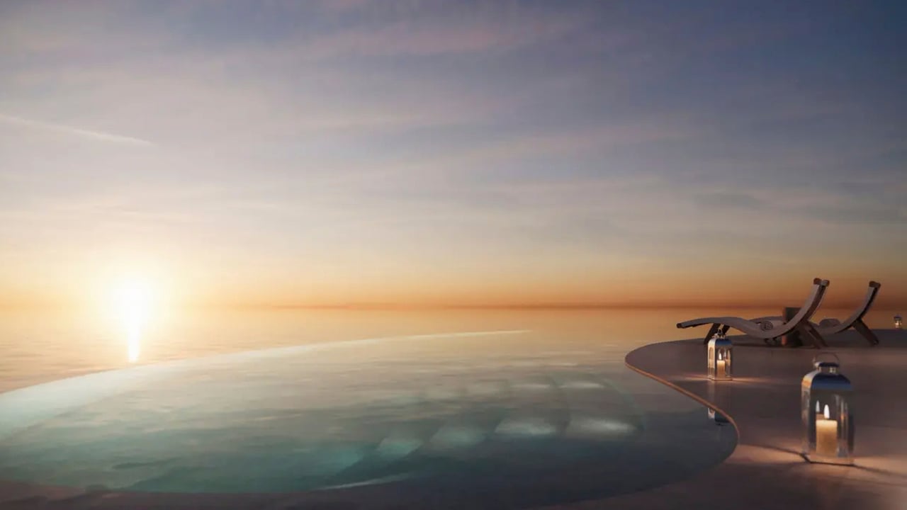 The Shore Club Private Collection infinity pool sunset view 