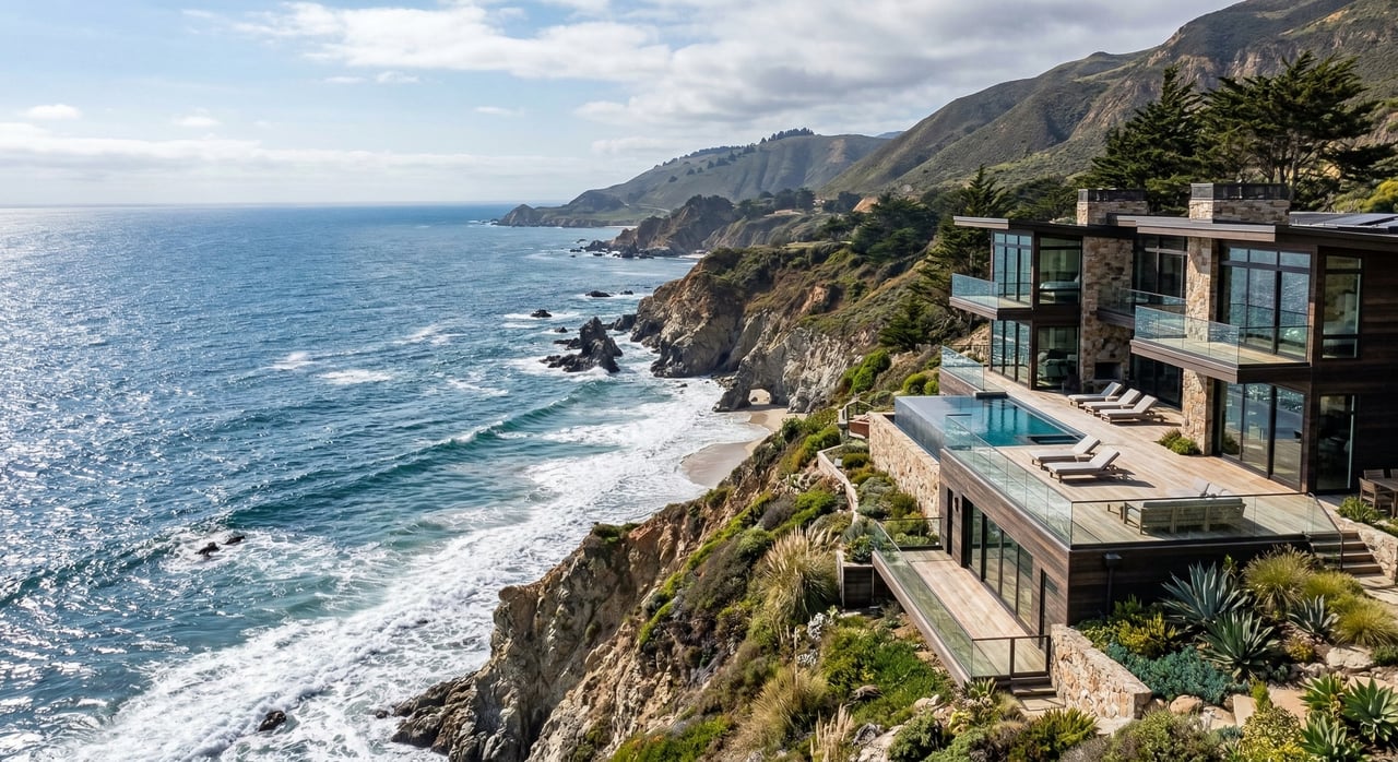 Ocean view home overlooking the Pacific coastline on the Central Coast