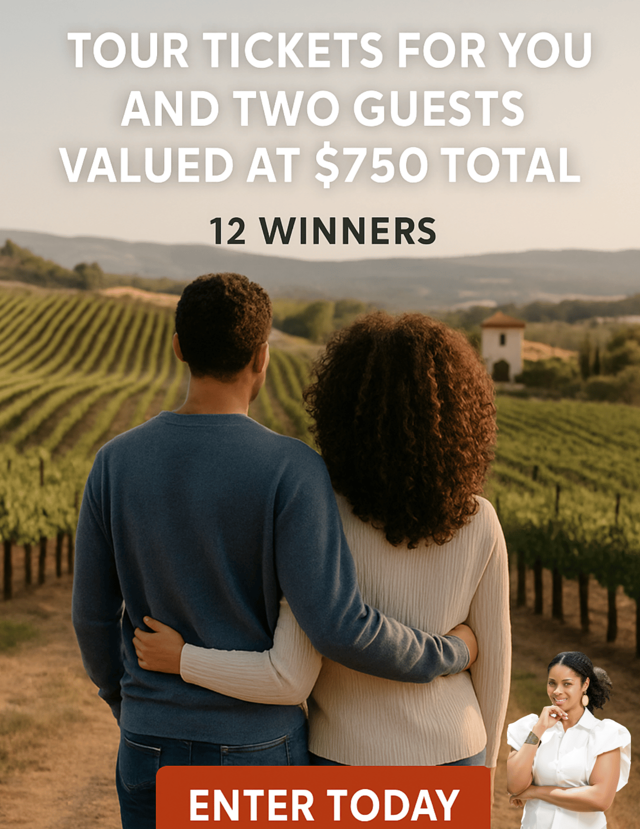 "Enter to win a Winery Tour for You + 2 Guest!"