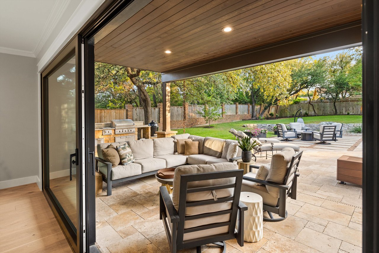 Sliding glass doors for indoor/outdoor flow