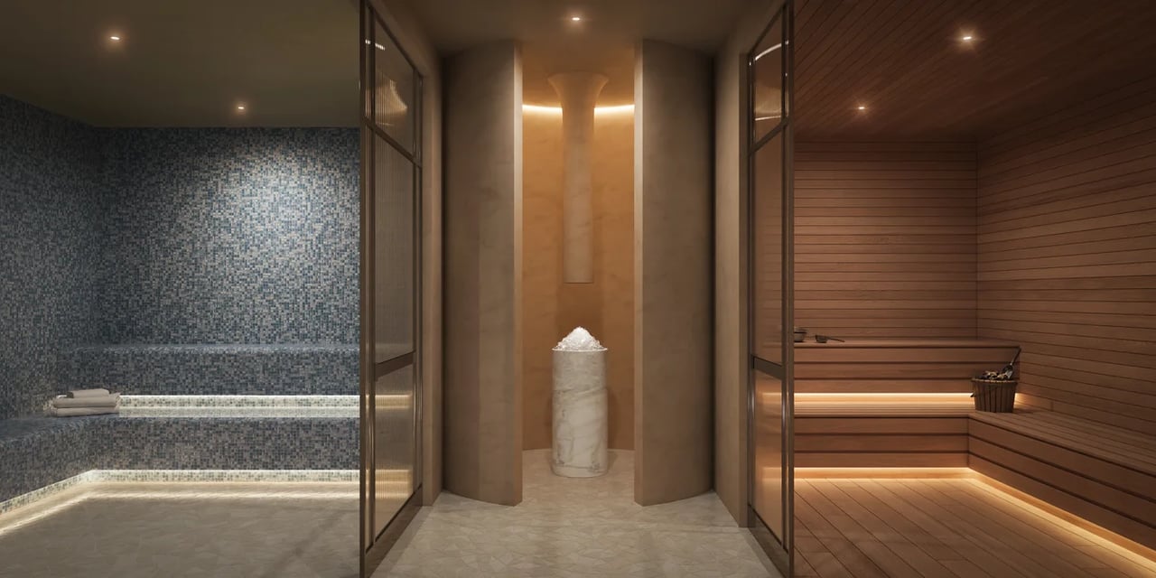 The Ritz-Carlton Residences Fort Lauderdale Beach spa and sauna rendering.