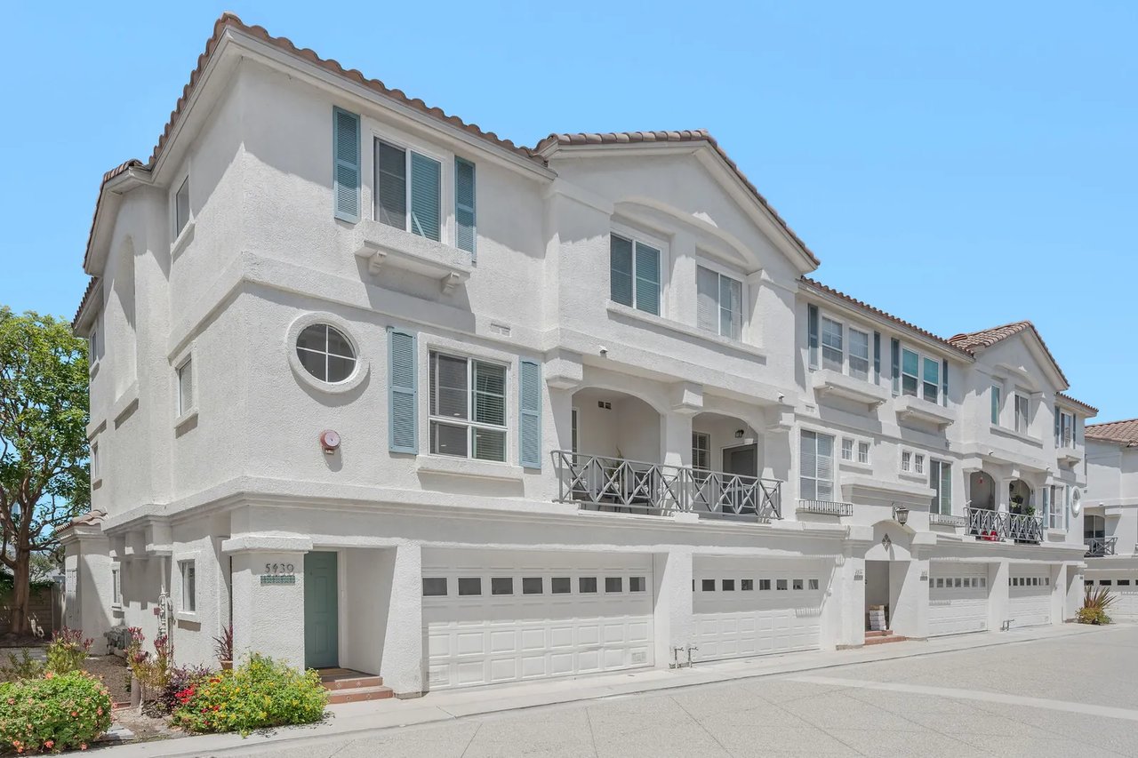 White townhomes at 5439 Marine Avenue in Hawthorne, sold by Denton & Denton Group