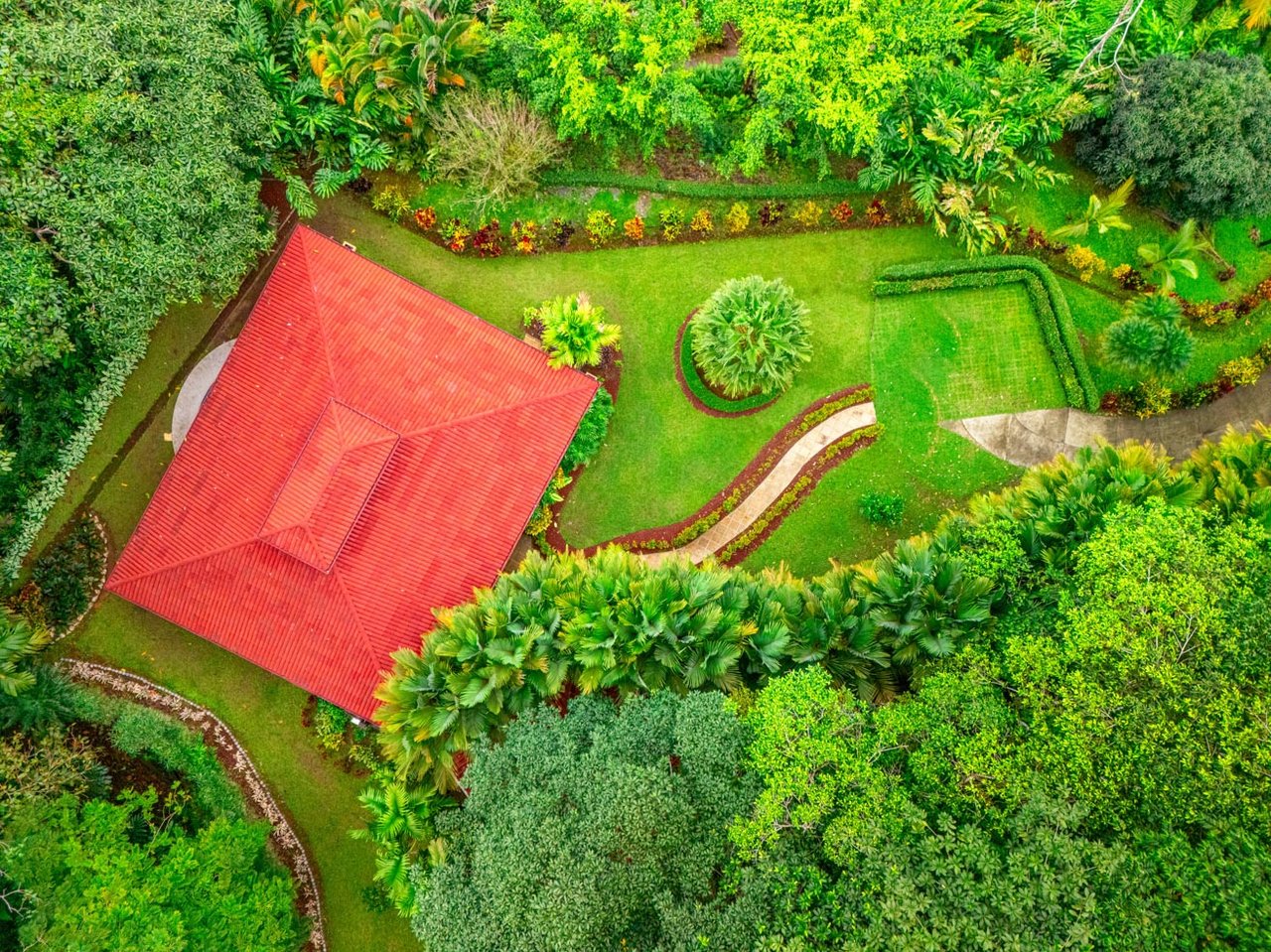 Ocean, jungle & mountain views on a meticulously landscaped 3-home family compound