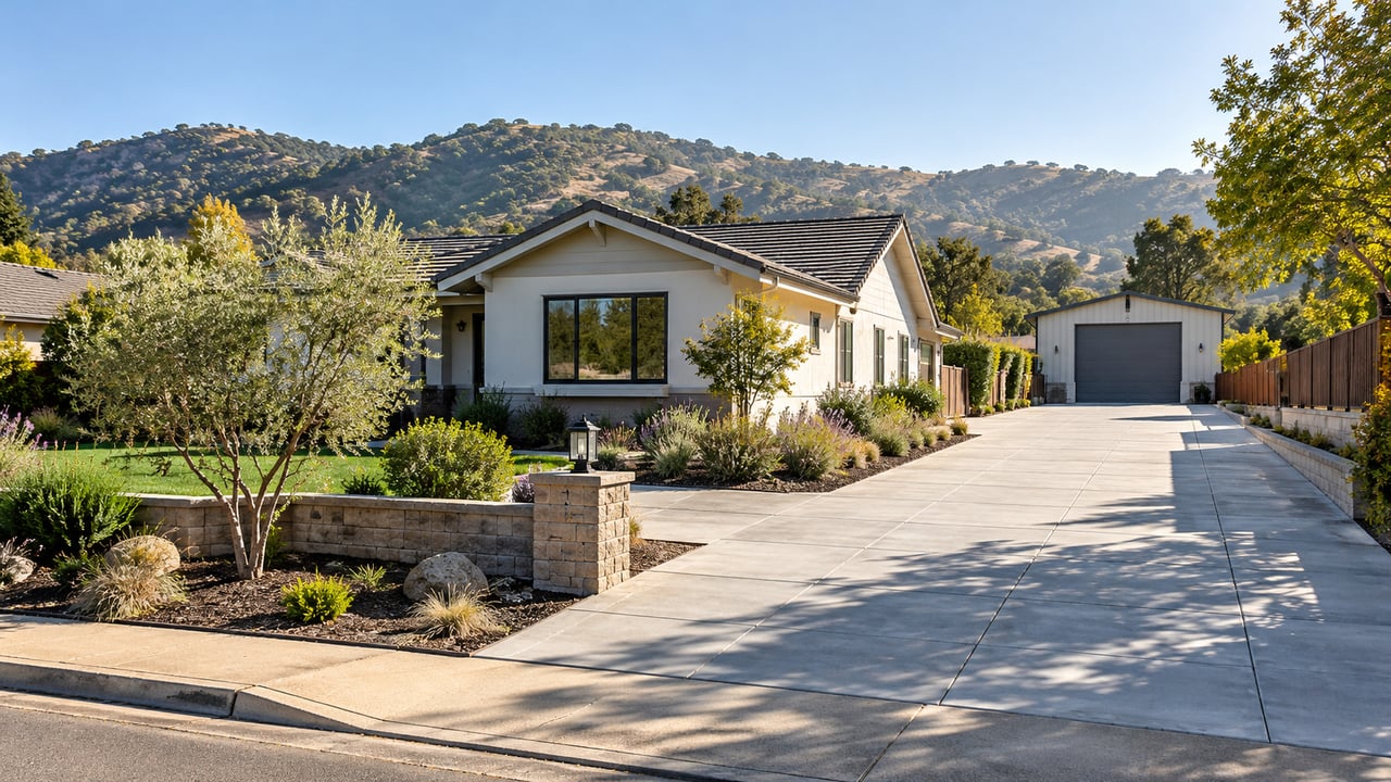 A San Luis Obispo County home includes a broad protected parking and access configuration that is difficult to compare with conventional nearby properties.