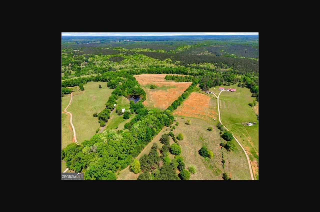 Aerial view of 59 acre riverfront land for sale in Statham, GA