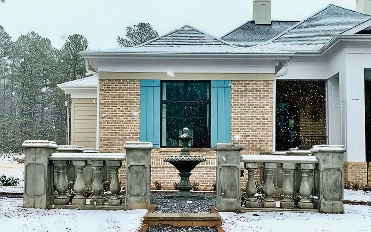 First Snow and a Fountain 