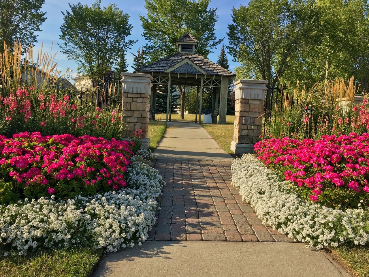 Landscaped community park in Scenic Acres, northwest Calgary
