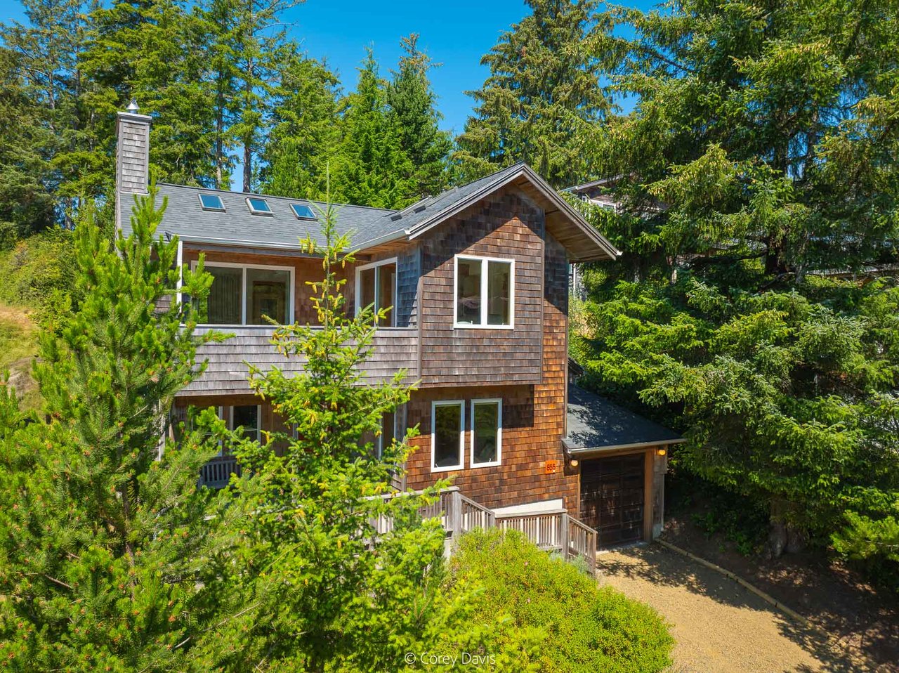 Sold Craftsman coastal home at 855 Hemlock St in Manzanita Oregon with ocean dune and mountain views