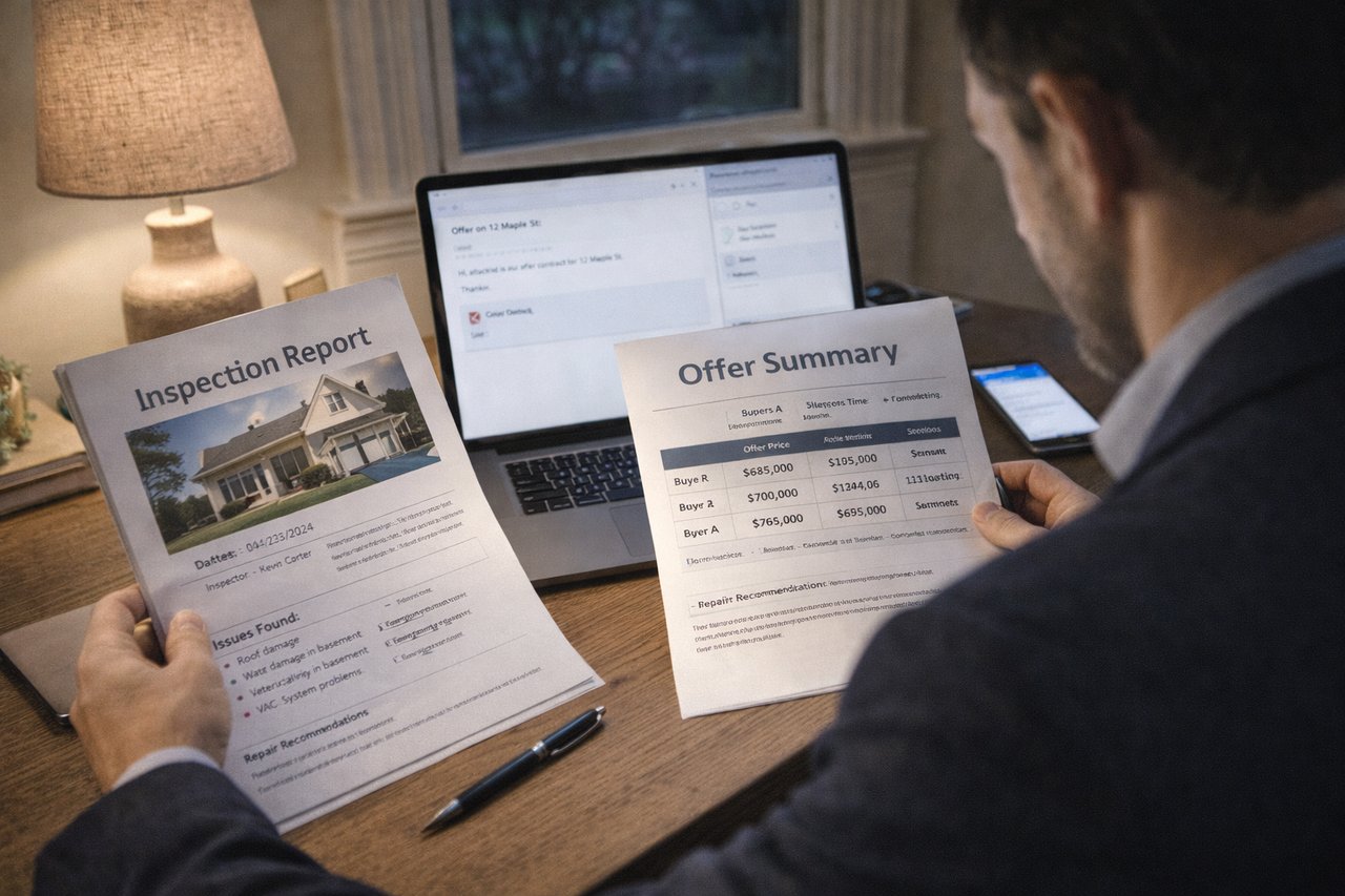 Listing agent managing a home sale behind the scenes