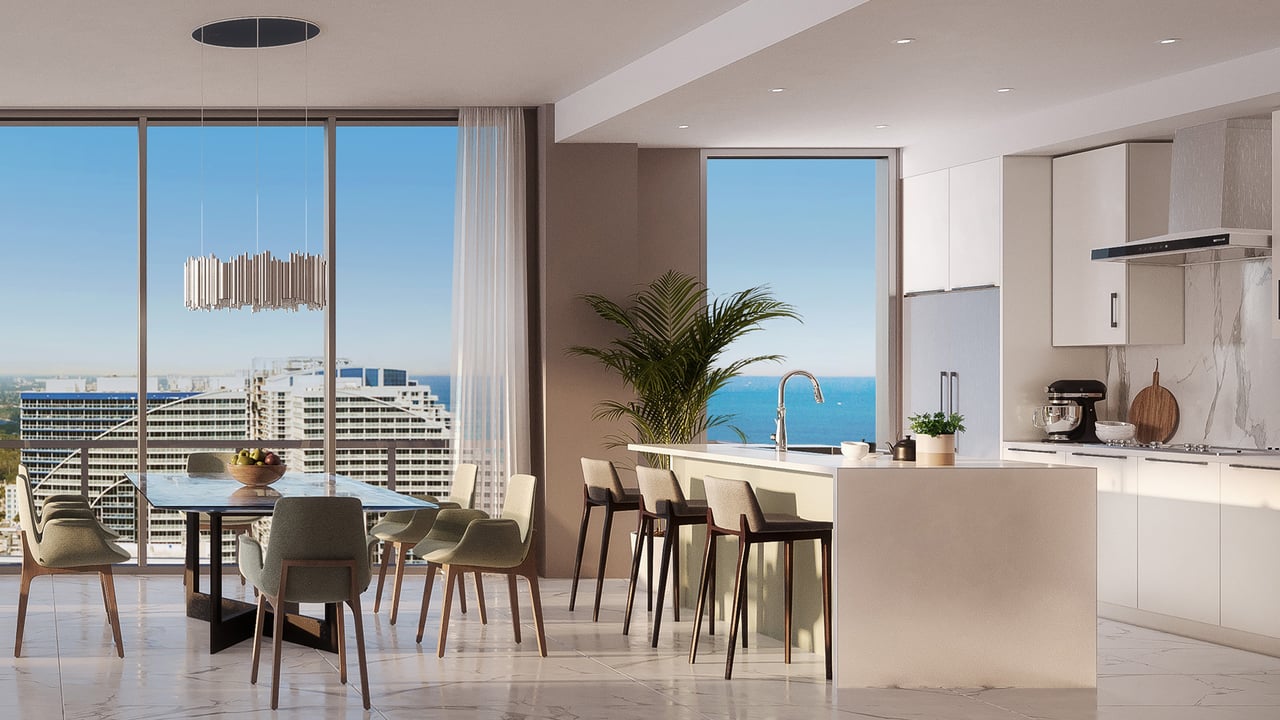 Selene Oceanfront Residences interior kitchen and dining area 