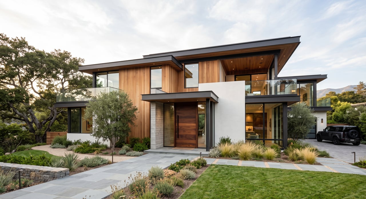 Modern luxury home exterior representing Central Valley real estate valuation and listing consultation