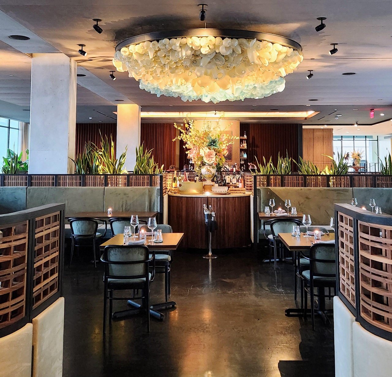 Elegant dining room and stylish cocktail atmosphere at Flor Fina in Ybor City Tampa.