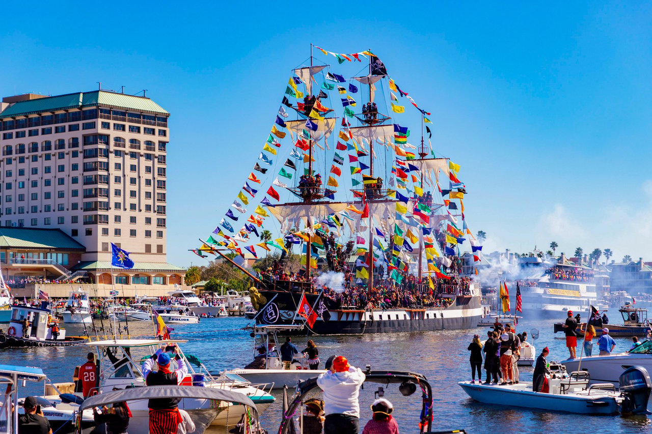 Gasparilla Pirate Festival celebrating Tampa's longstanding pirate-themed tradition.