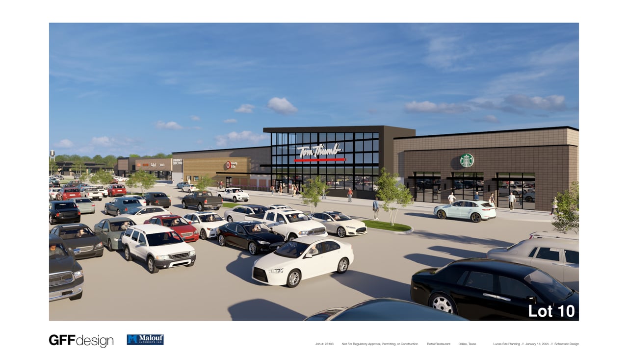 Artist Rendering of New Shopping Center Coming to Lucas at Parker and Southview