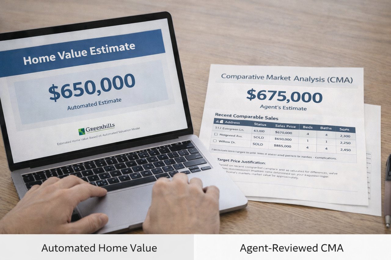 Comparison of online home value estimate versus professional analysis