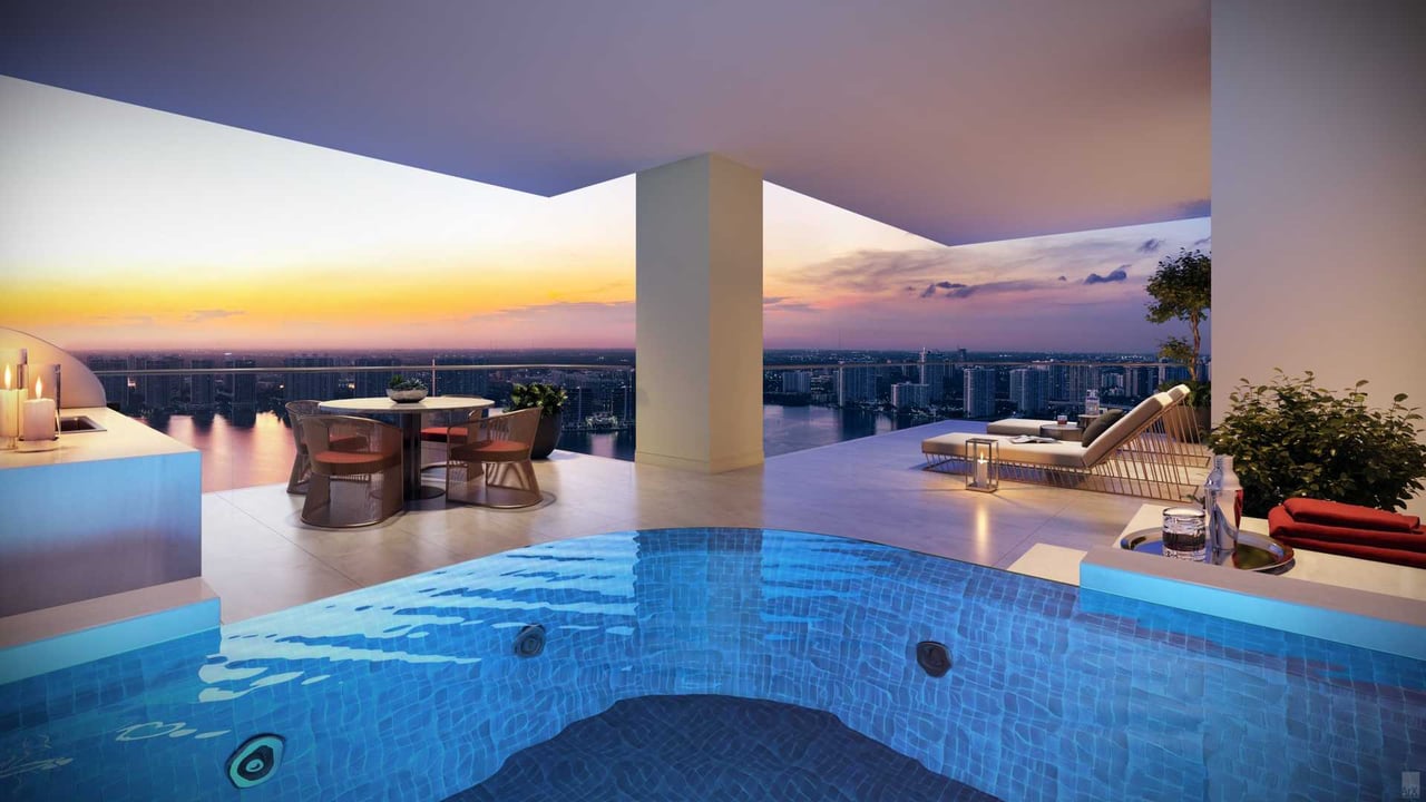 The Estates at Acqualina west terrace with spa 