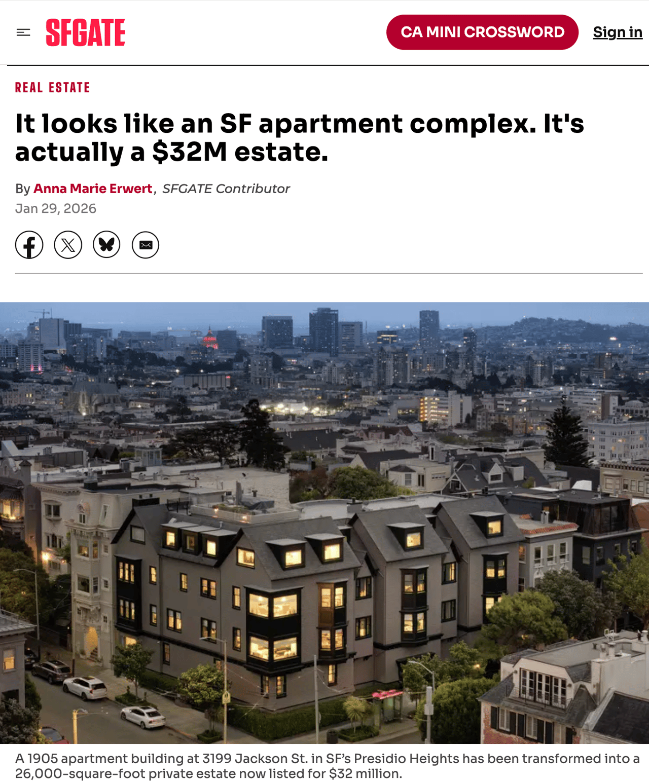 It looks like an SF apartment complex. It's actually a $32M estate
