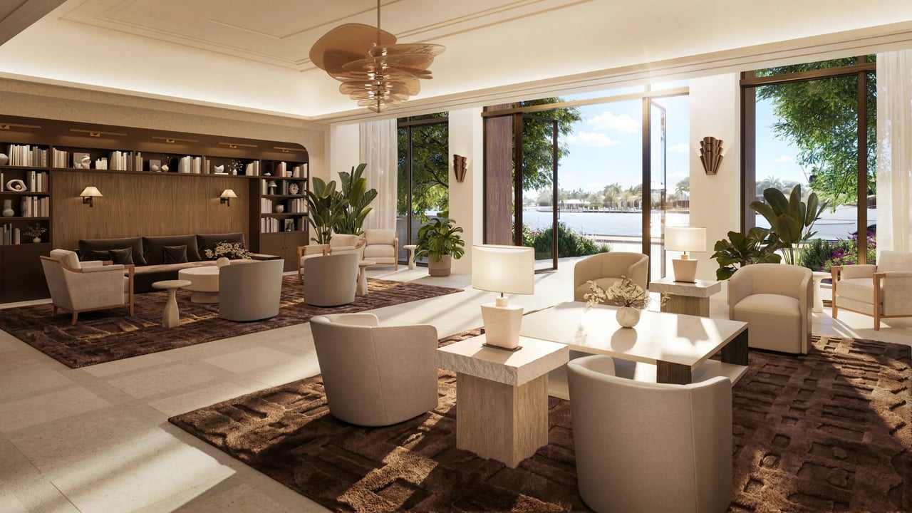 The Ritz-Carlton Residences Fort Lauderdale Beach residents lounge rendering.