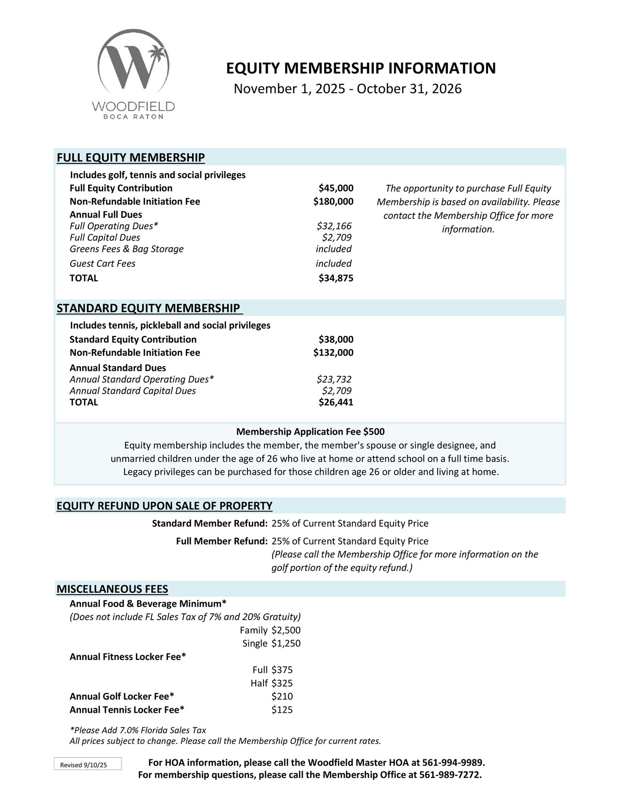 Woodfield Equity and Dues FY25-26