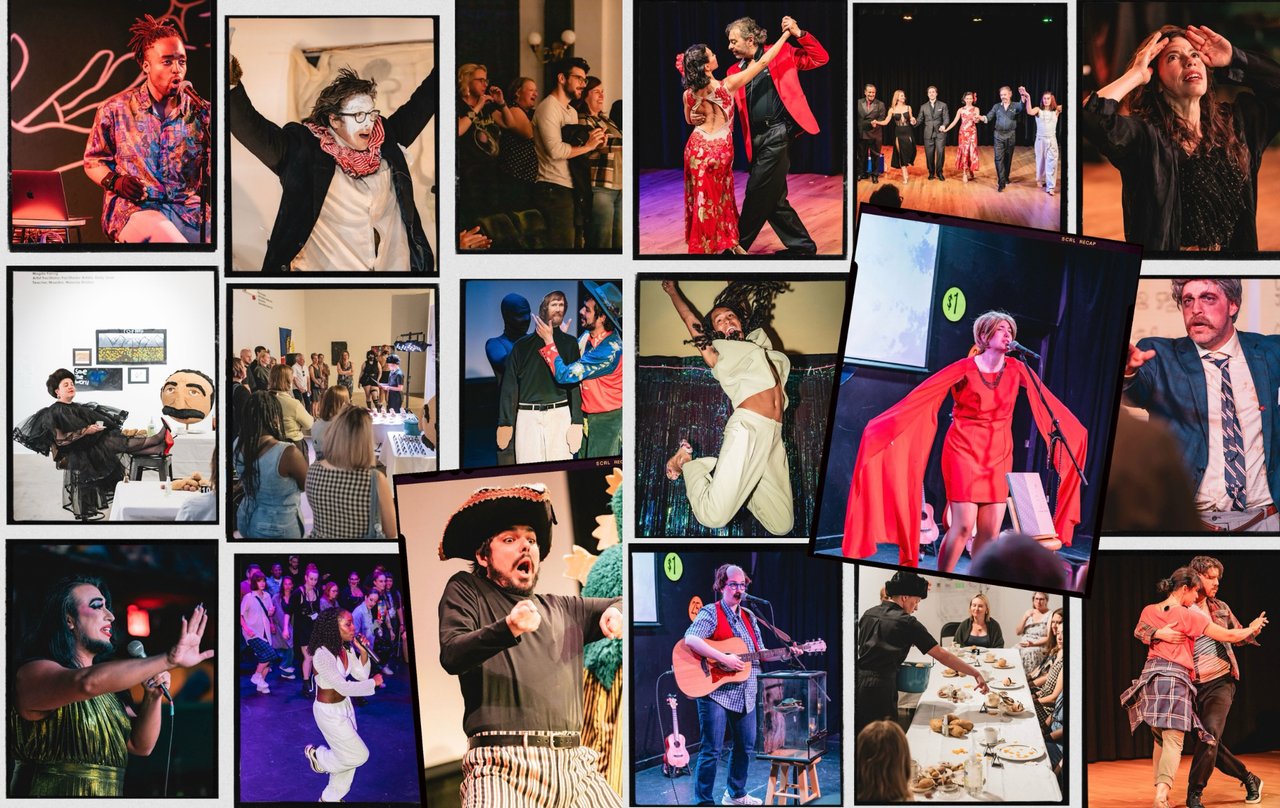 Highlights from previous Denver Fringe Festival productions with performers on stage and interactive audience experiences
