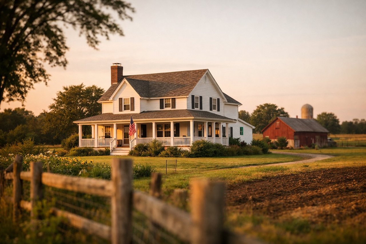 farmhouse with barn near argricultural land in Aquebogue