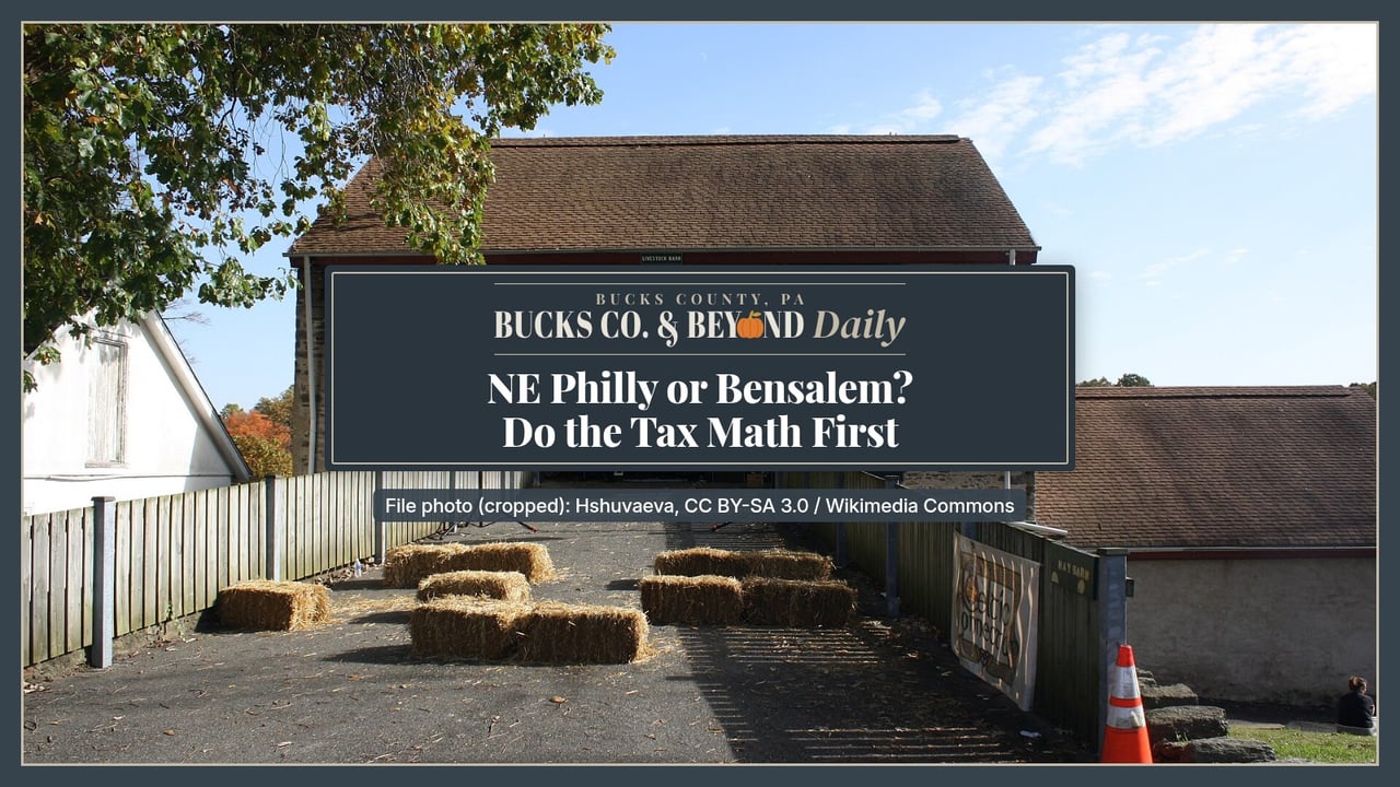 Bucks Co. & Beyond Daily: Northeast Philly or Bensalem buyer question. File photo of a stone bank barn with hay bales on a sunny fall afternoon.