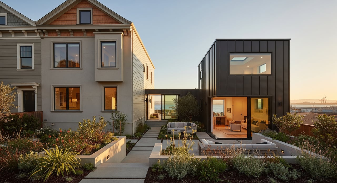 A modern Bayview San Francisco home with a new backyard ADU that adds living space and rental income potential.