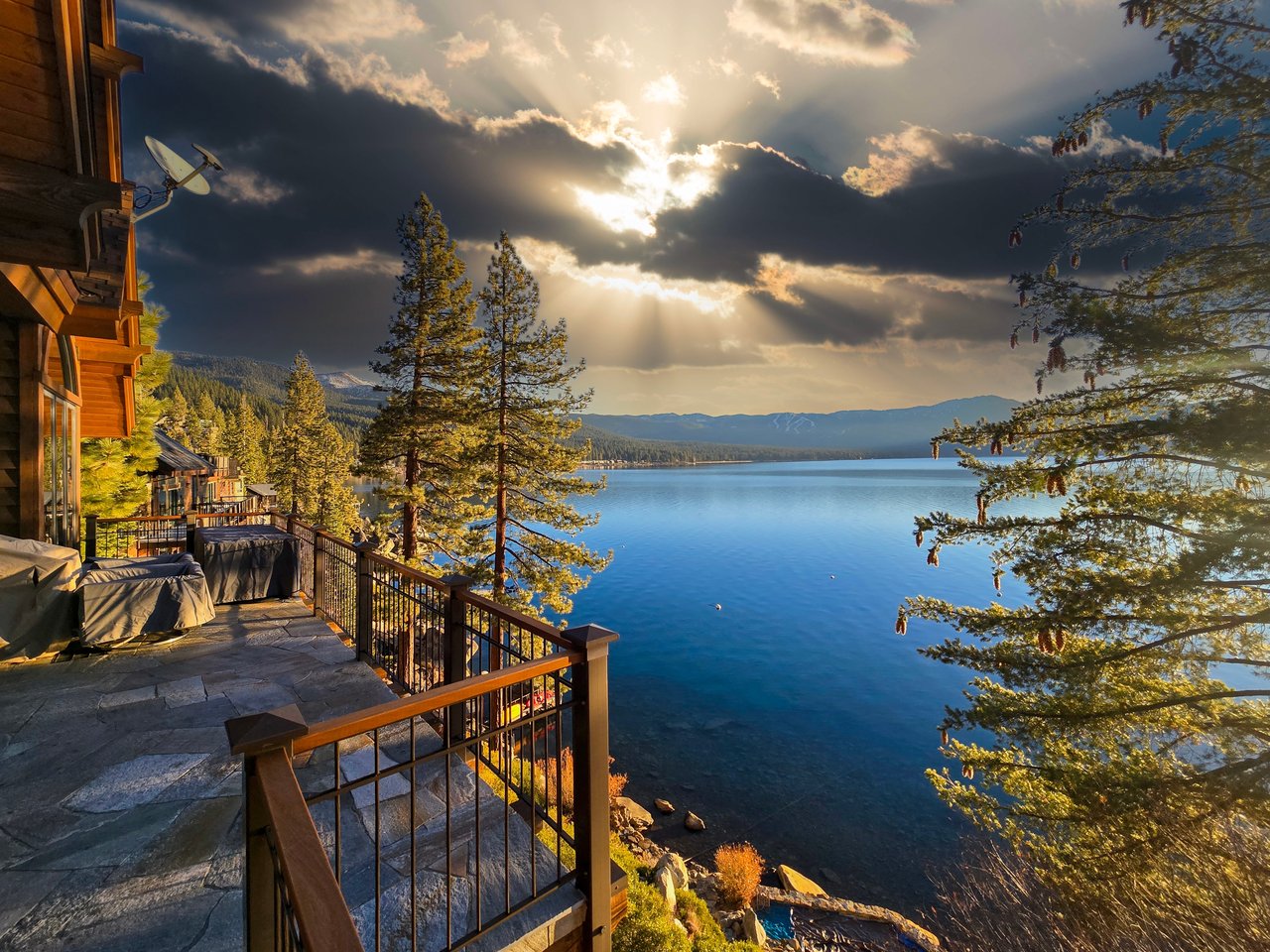 Modern Lake Tahoe short-term rental with scenic mountain views and cozy outdoor patio