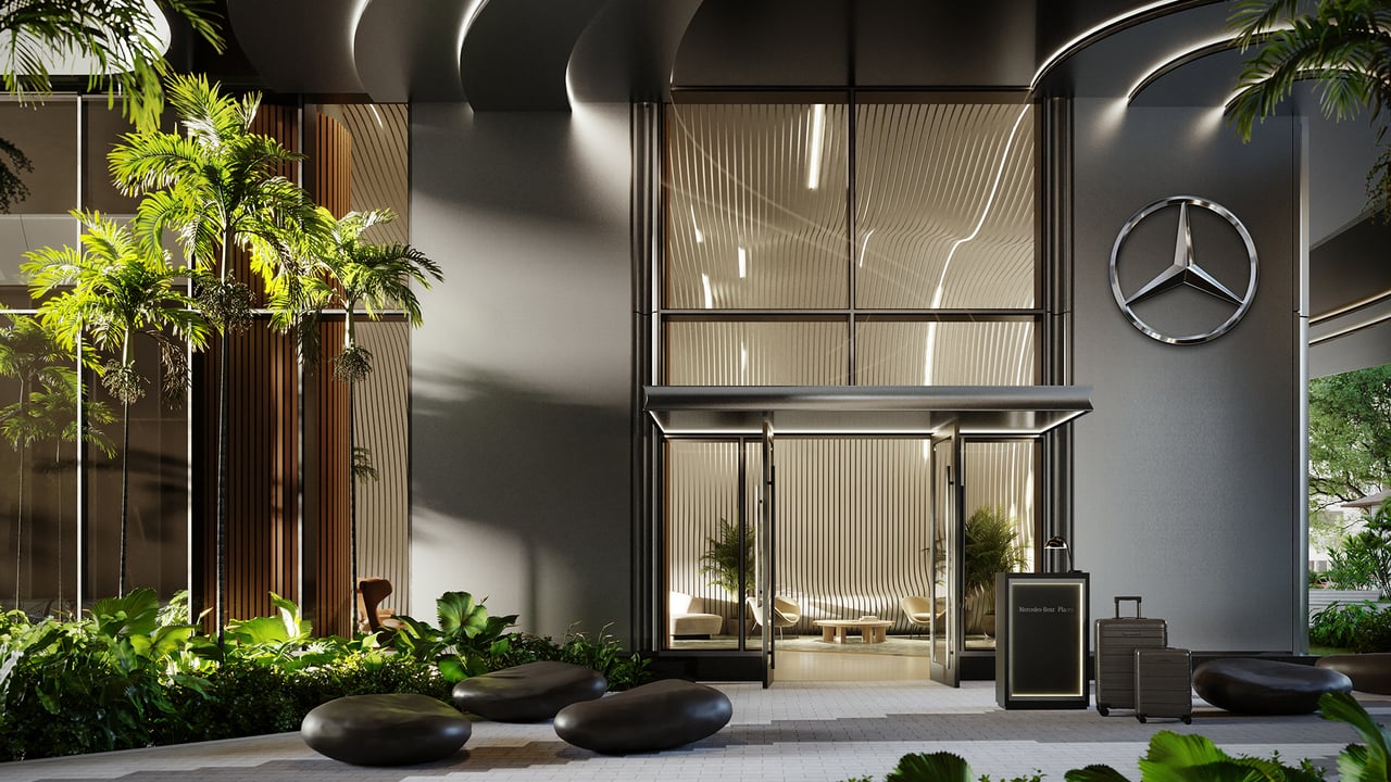 Mercedes-Benz Places Miami lobby entrance area 