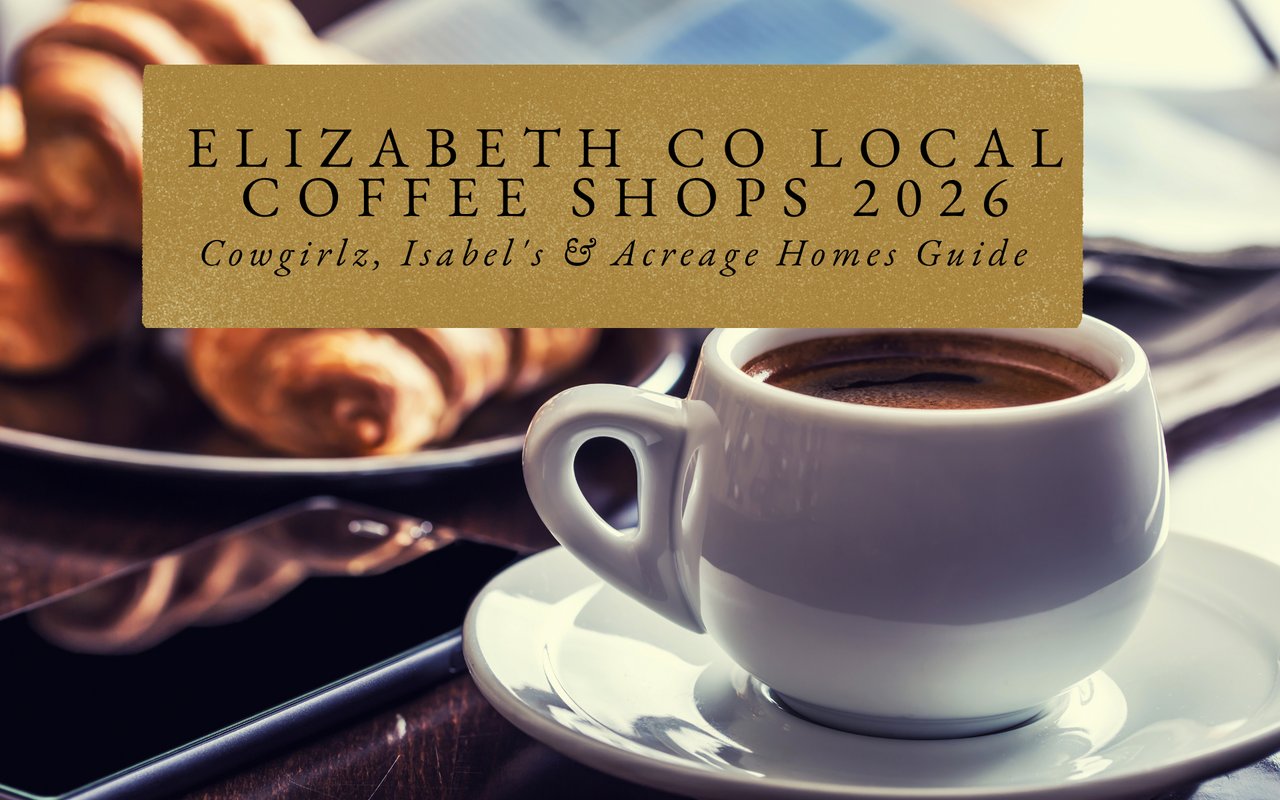 Colorful Cowgirlz Coffee Company trailer serving steaming lattes to ranchers in Elizabeth Colorado, western signage prominent.