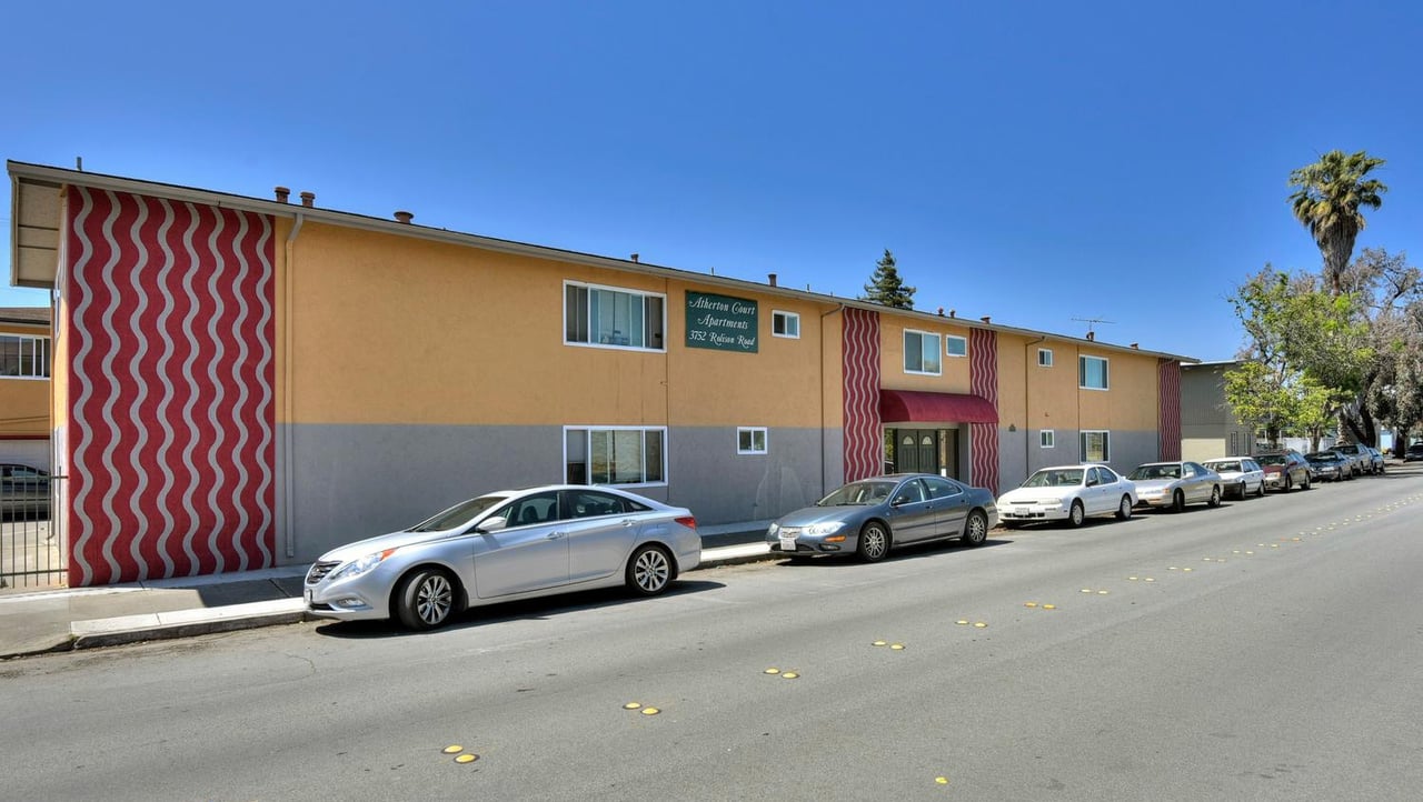 Atherton Court, a 55 unit apartment complex at 3752 Rolison Road, Redwood City