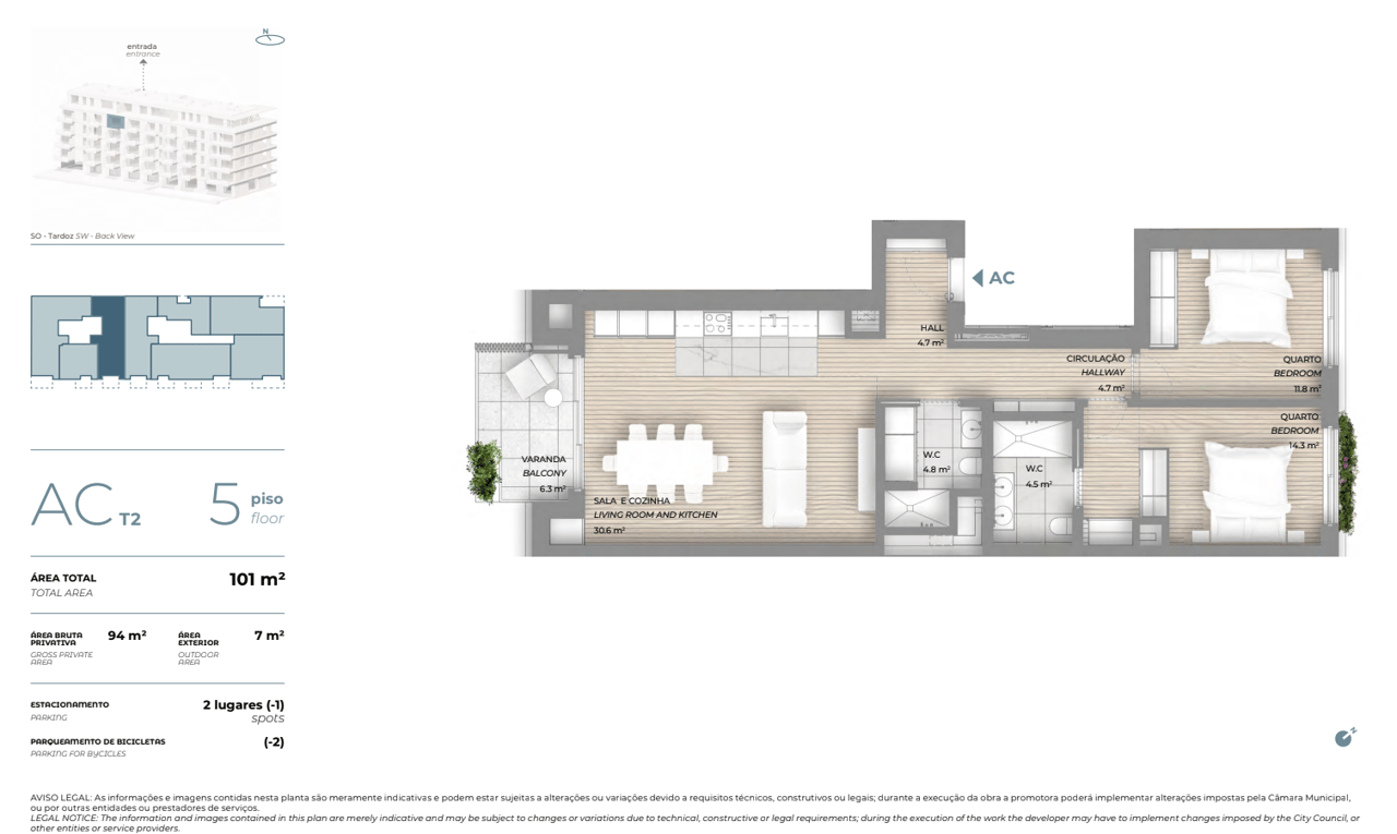 Modern 2-Bedroom Apartment with Balcony and Parking in Coastal Vila Nova de Gaia