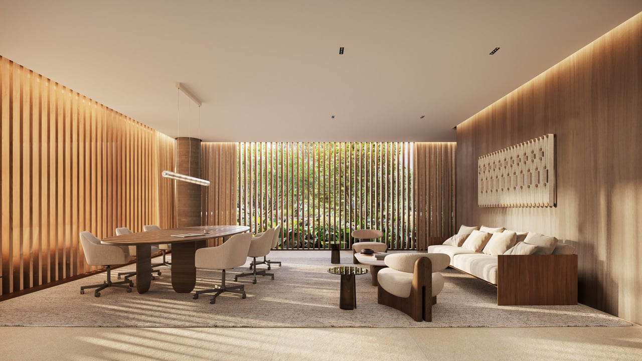 Rendering of the social lounge at Colette Residences in South Brickell, Miami.