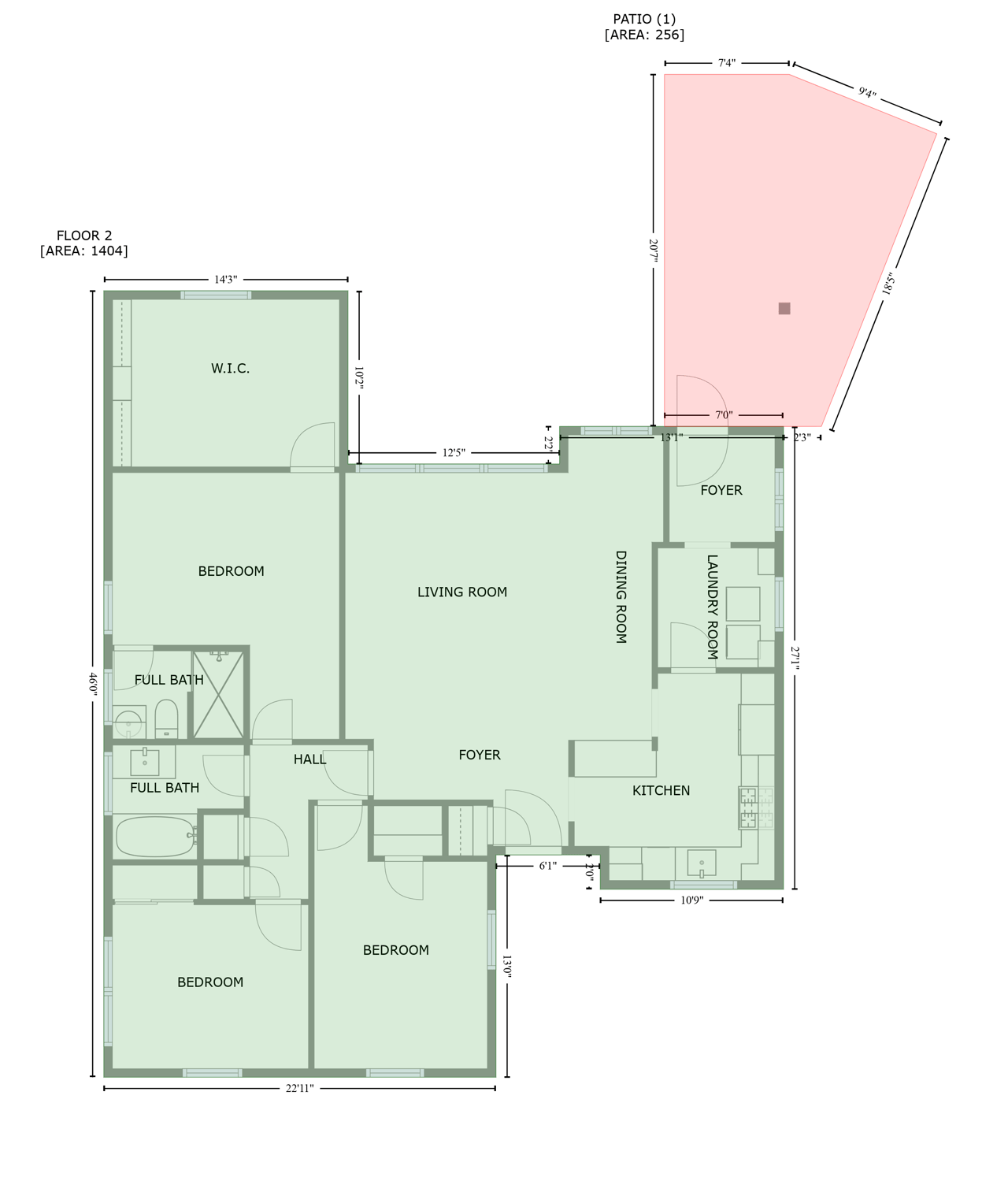 ome layout highlighting interior living areas and backyard patio space at 17049 Baltar Street