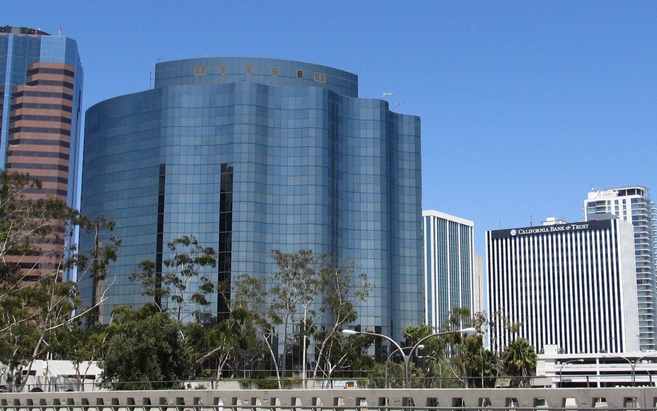 Downtown Long Beach skyline and waterfront palms, photographed in 2011